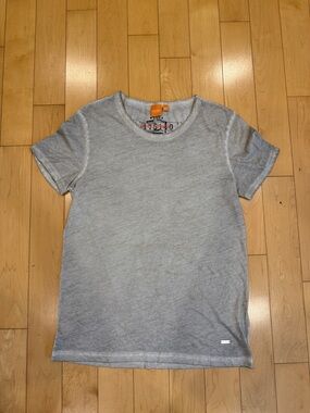 Boss Light Grey Distressed Crew Neck Short Sleeve Tee